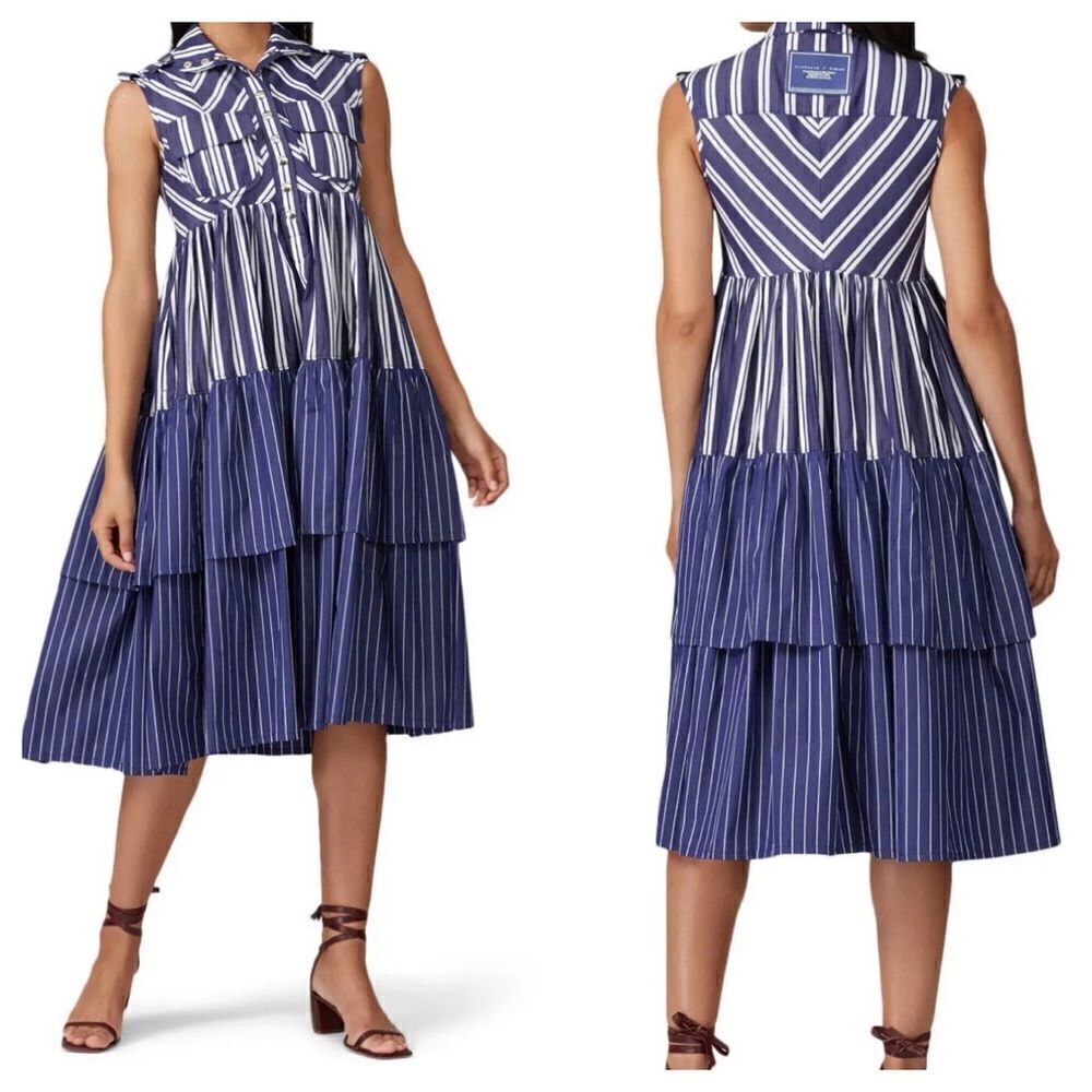Victoria / Tomas Blue Striped Shirt Dress